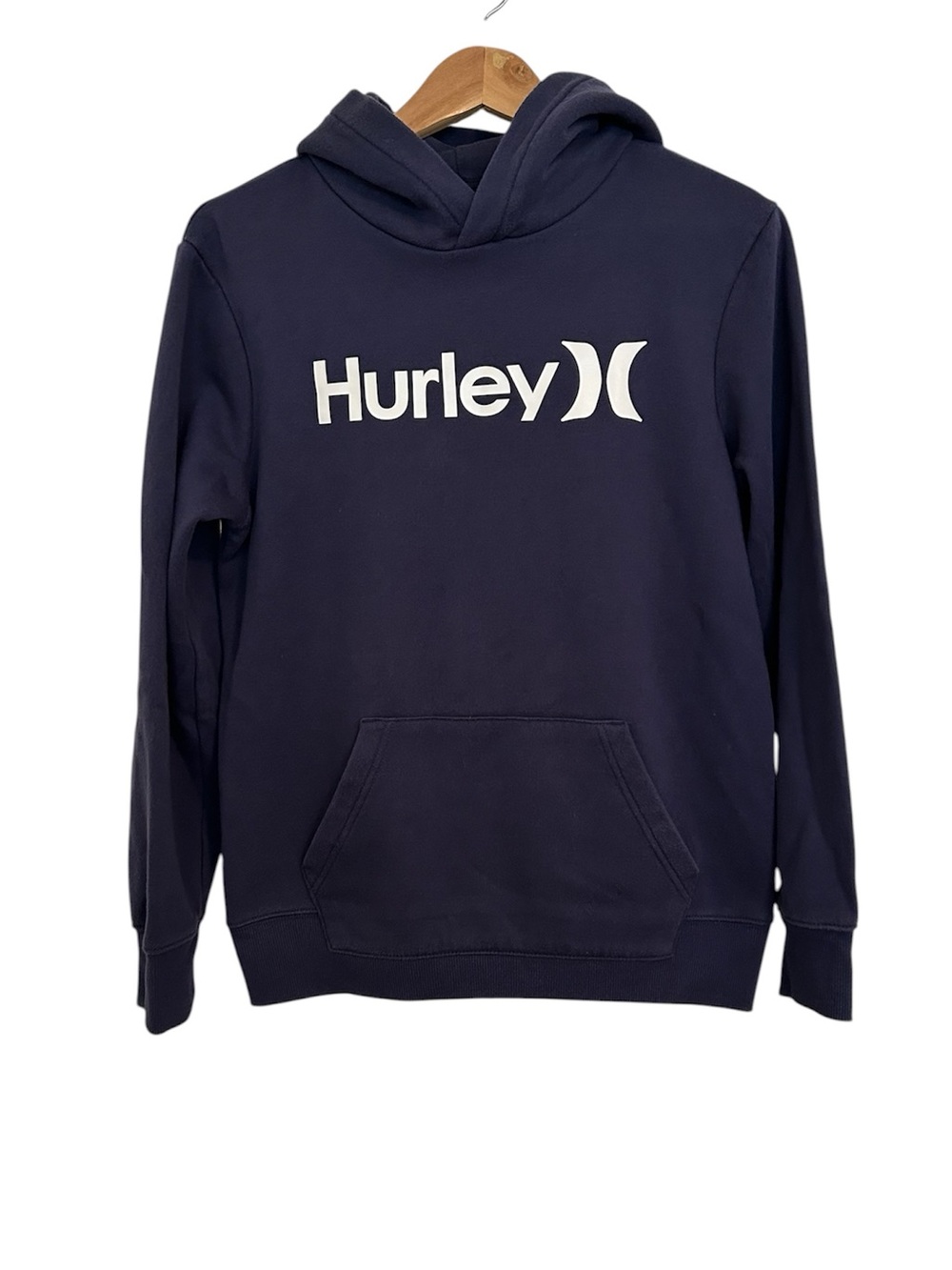 Hurley Navy Blue Hoodie Sweatshirt w/ White Logo Youth size - XL (18/20)